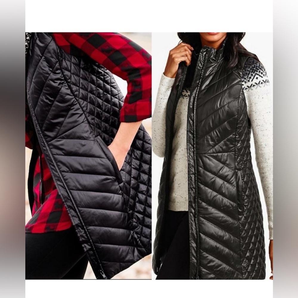 Women's Black Quilted Long Vest sze Large